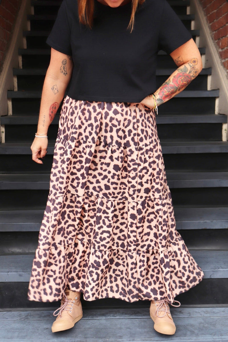 Leopard Swing Maxi Skirt Wild Bohemian 