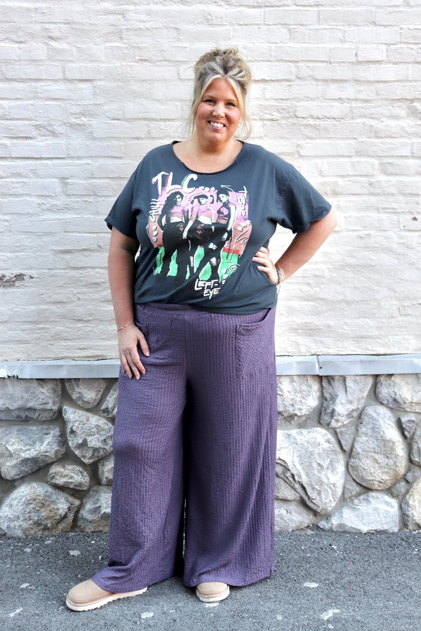 Textured Pull-On Pants in Dusty Purple Wild Bohemian 