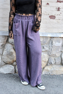 Textured Pull-On Pants in Dusty Purple Wild Bohemian 