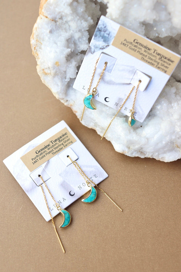 Crescent Moon Threader Earrings Wild Bohemian 