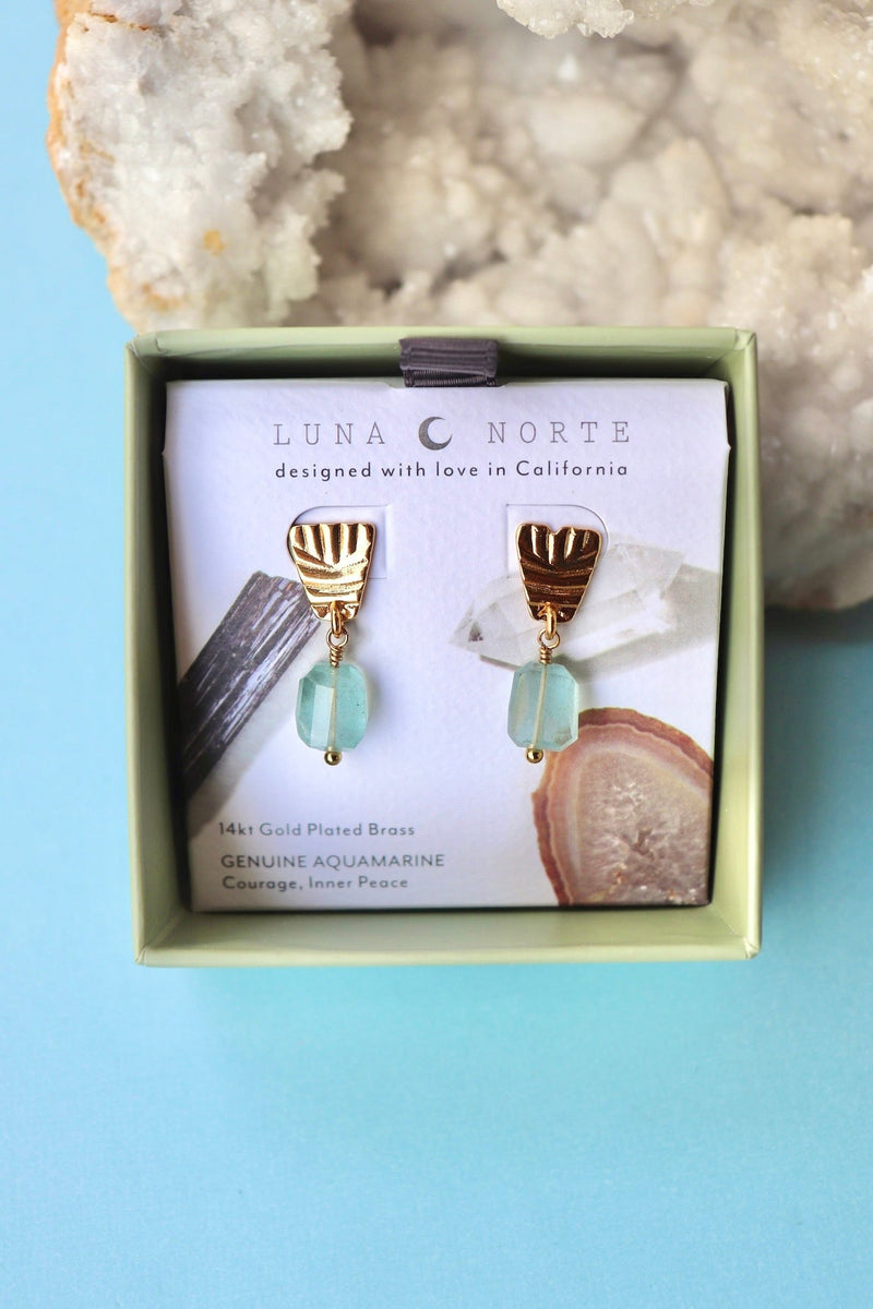 Aquamarine Gemstone Earrings Wild Bohemian 