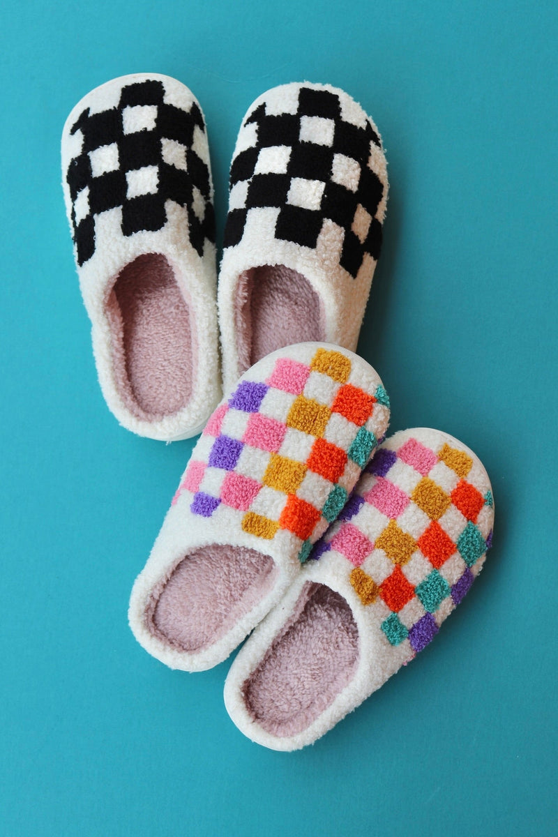 Plush Checkered Slippers Wild Bohemian 