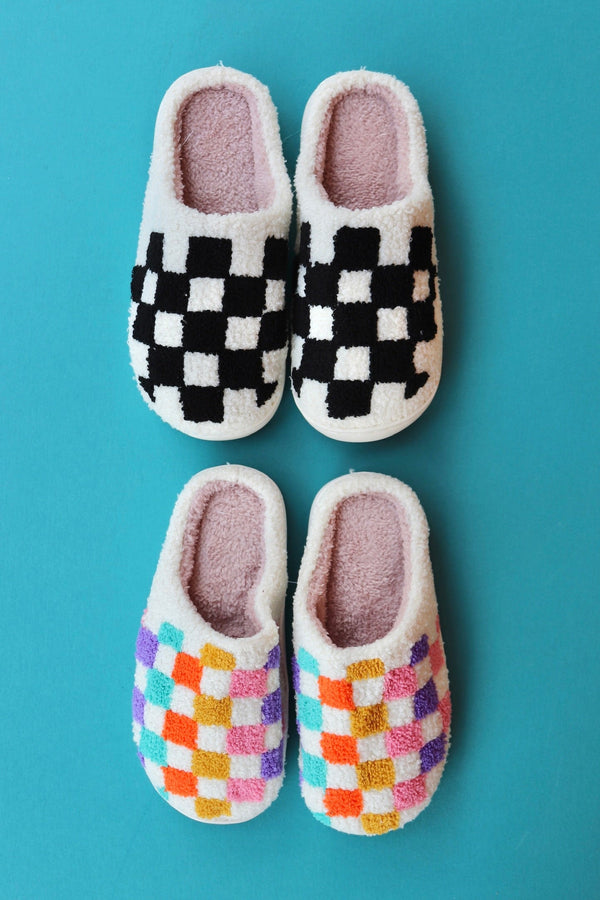 Plush Checkered Slippers Wild Bohemian 