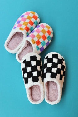 Plush Checkered Slippers Wild Bohemian 