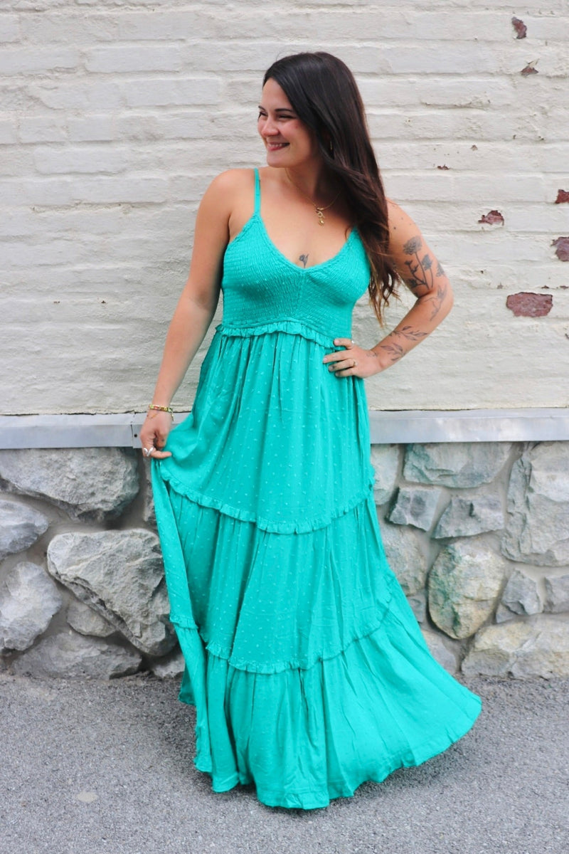 Swiss Dot Maxi Dress in Turquoise Wild Bohemian Swiss Dot Maxi Dress in Turquoise Wild Bohemian