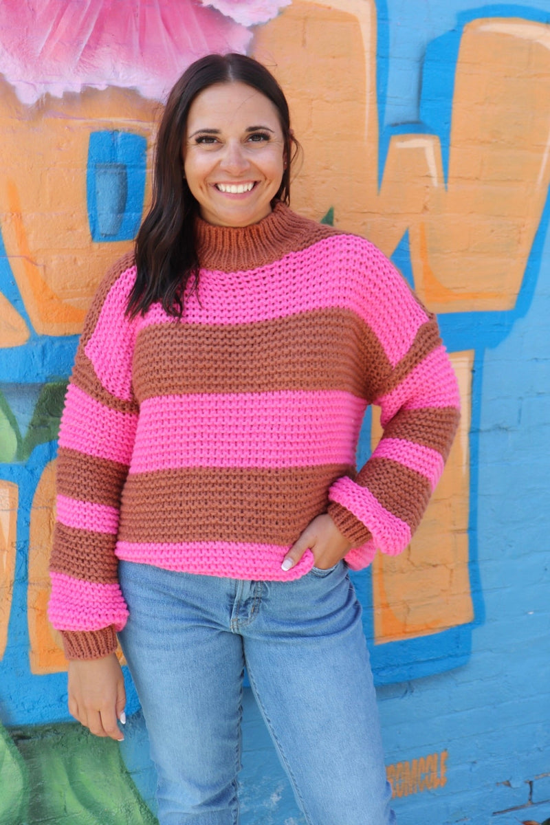 Whitney Striped Mock-Neck Sweater Wild Bohemian 