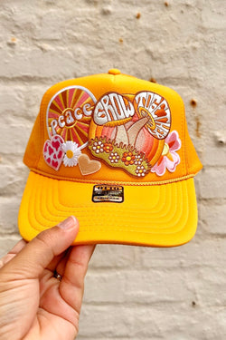 ONE OF A KIND "Grow Together" Trucker Hat in Marigold Wild Bohemian 