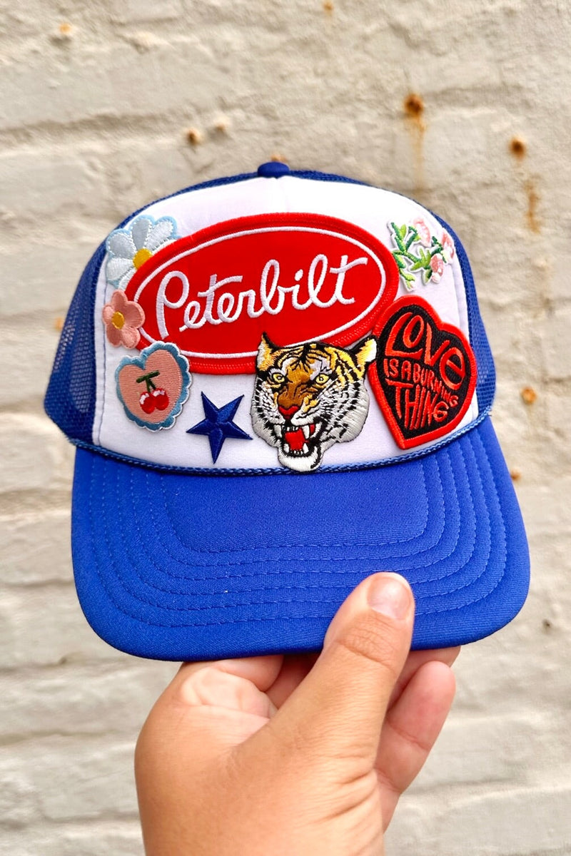 ONE OF A KIND "Peterbilt" Trucker Hat in Royal Blue Wild Bohemian 