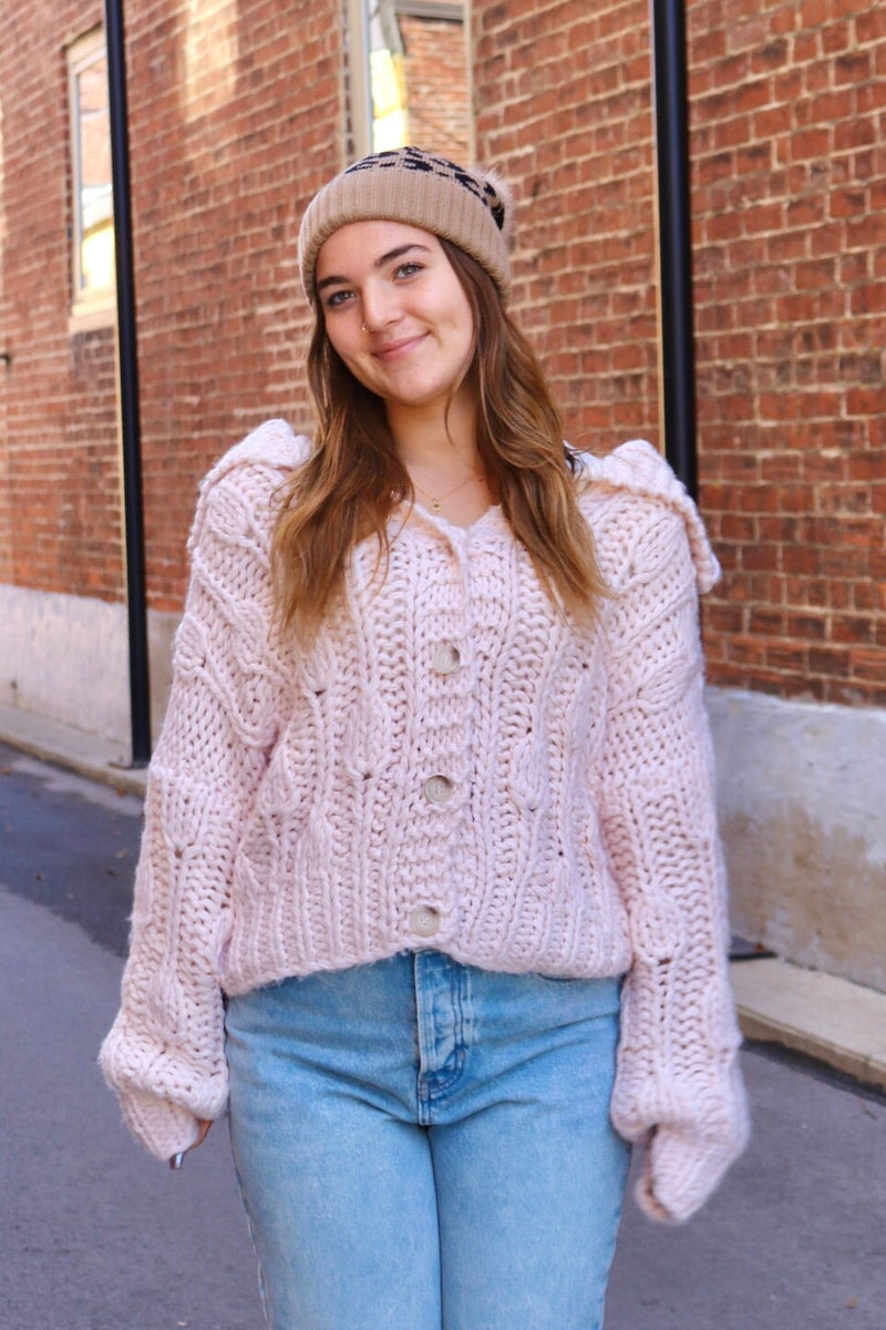 Rosette Chunky Knit Sweater Cardi Wild Bohemian 