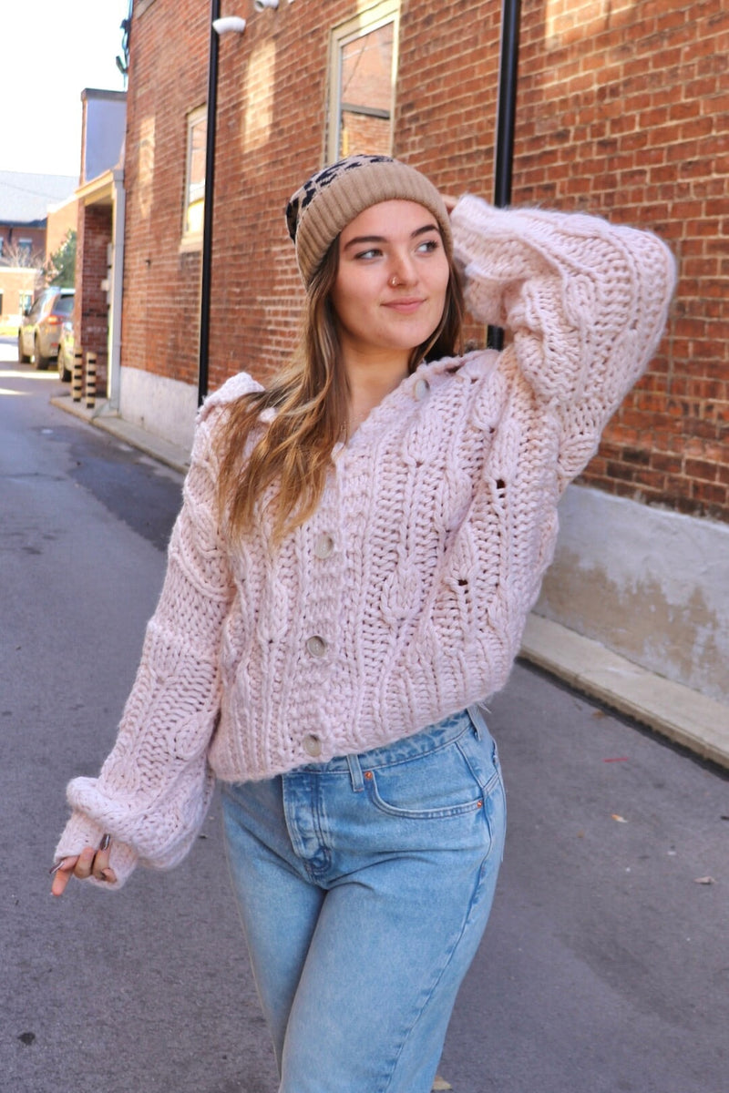 Rosette Chunky Knit Sweater Cardi Wild Bohemian 