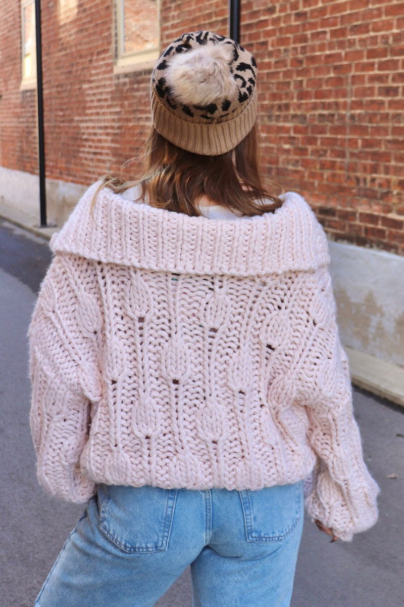 Rosette Chunky Knit Sweater Cardi Wild Bohemian 