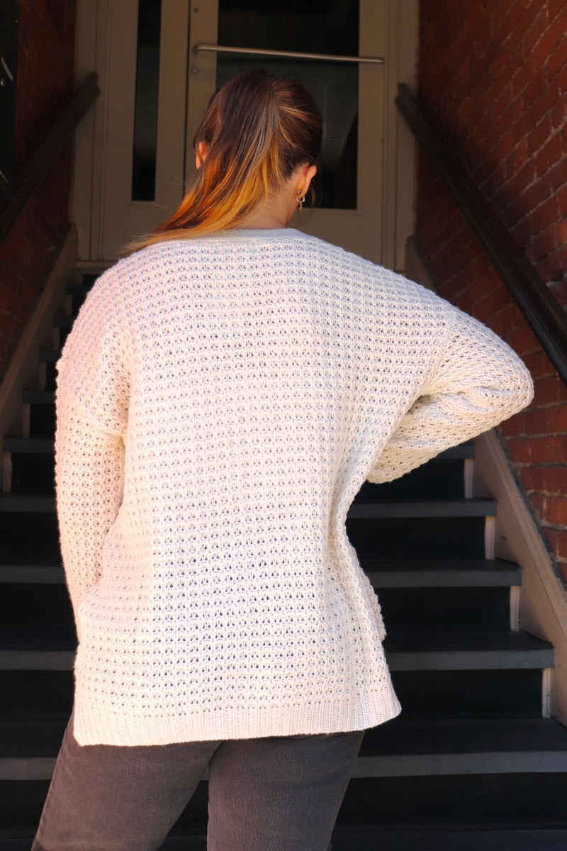 Waffle Knit Henley Sweater in Creme Wild Bohemian 