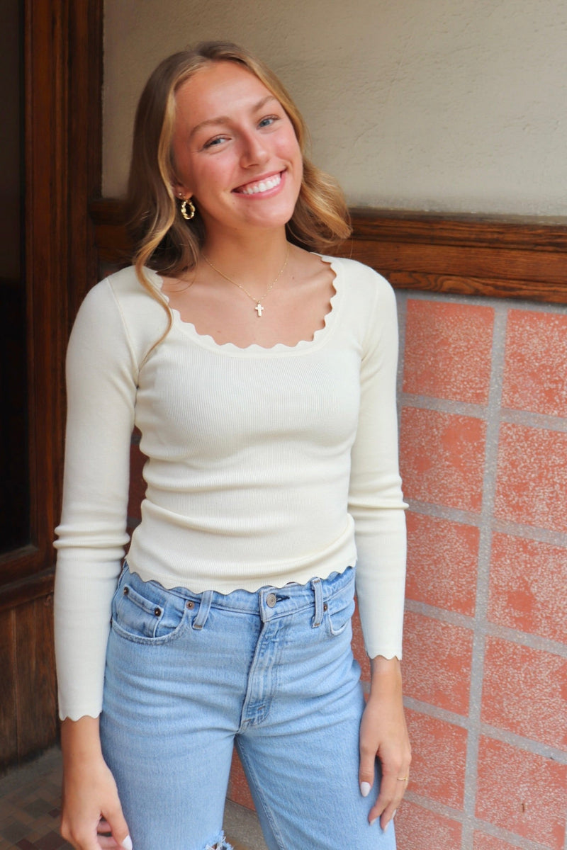 Scalloped Layering Top in Ivory Wild Bohemian 