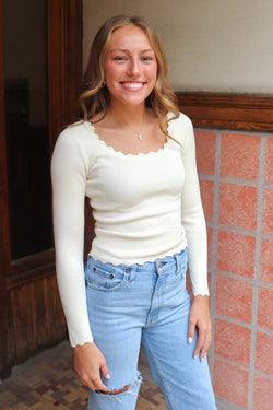 Scalloped Layering Top in Ivory Wild Bohemian 