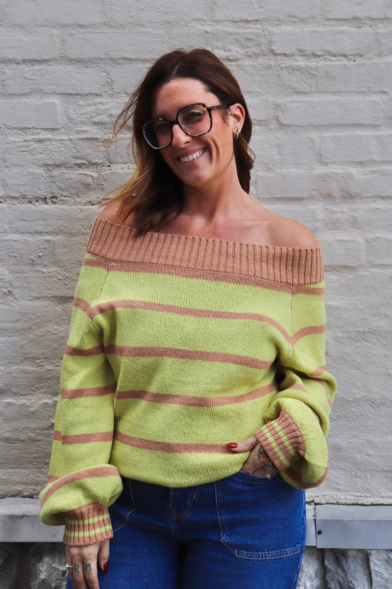 Matcha Latte Striped Sweater Wild Bohemian 