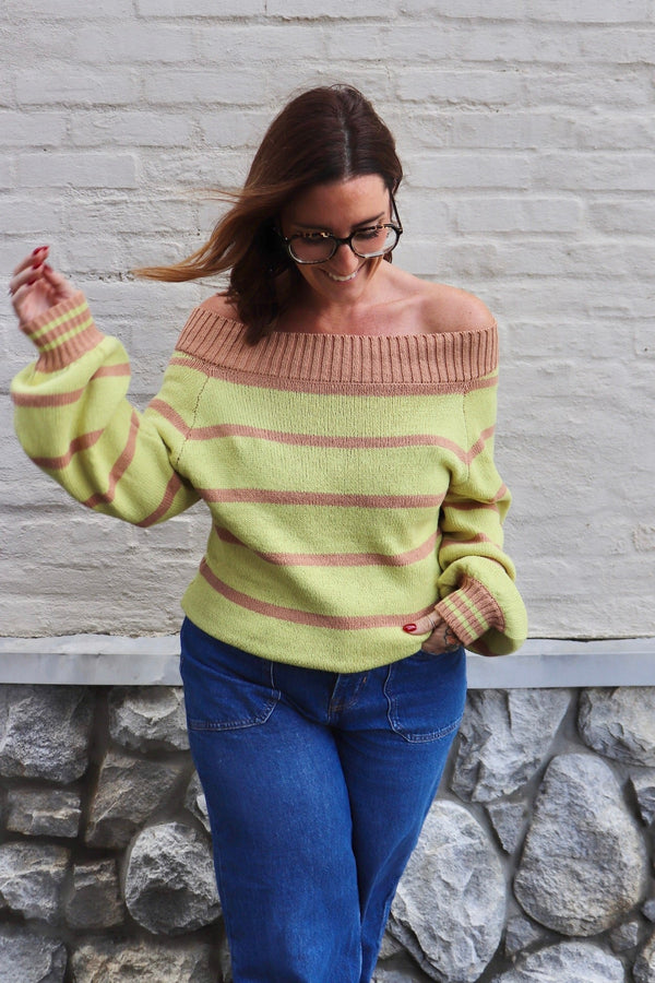 Matcha Latte Striped Sweater Wild Bohemian 