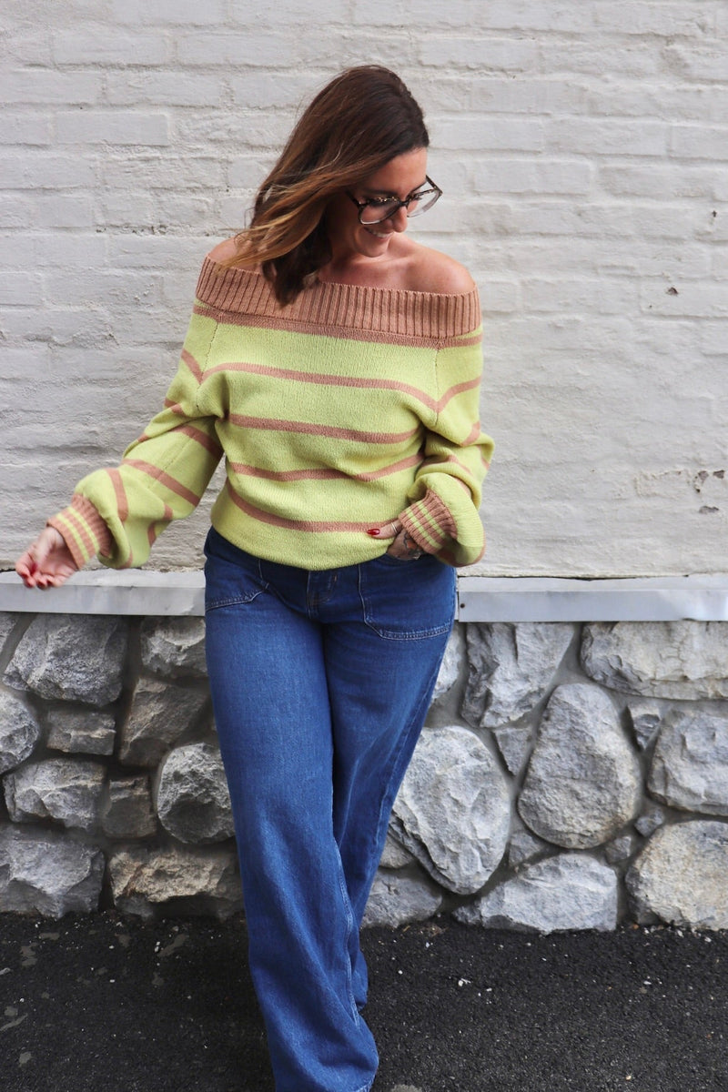 Matcha Latte Striped Sweater Wild Bohemian 