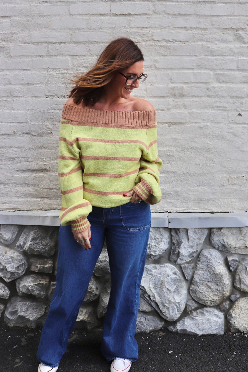 Matcha Latte Striped Sweater Wild Bohemian 