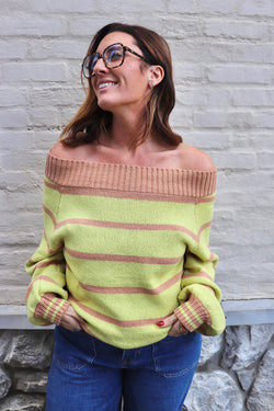 Matcha Latte Striped Sweater Wild Bohemian 