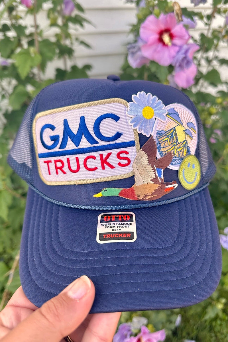 ONE OF A KIND “GMC Trucks" Trucker Hat in Navy Wild Bohemian 