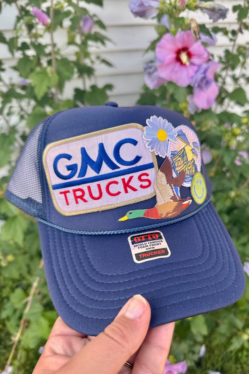 ONE OF A KIND “GMC Trucks" Trucker Hat in Navy Wild Bohemian 