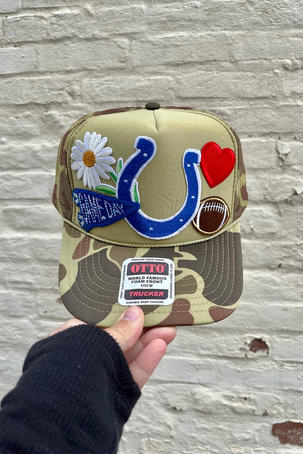 ONE OF A KIND "Camo Colts" Trucker Hat Wild Bohemian 