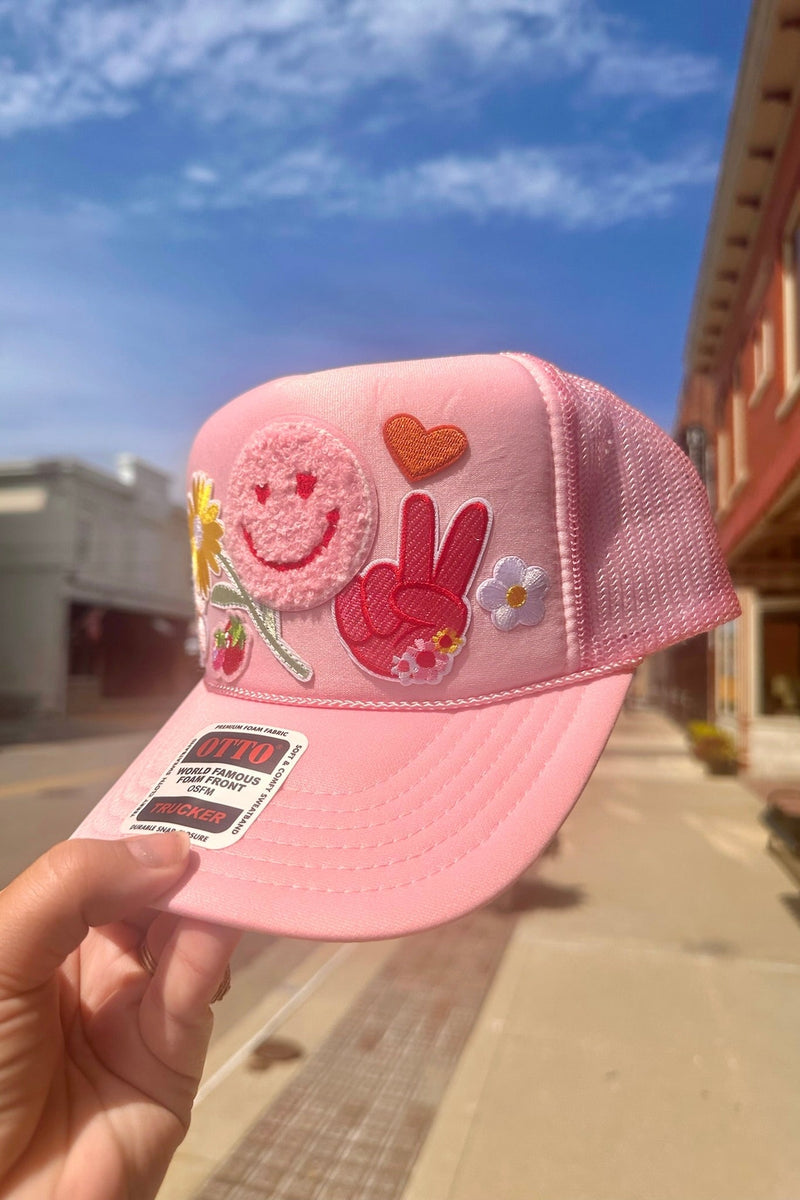 ONE OF A KIND “Pink Peace” Trucker Hat Wild Bohemian 