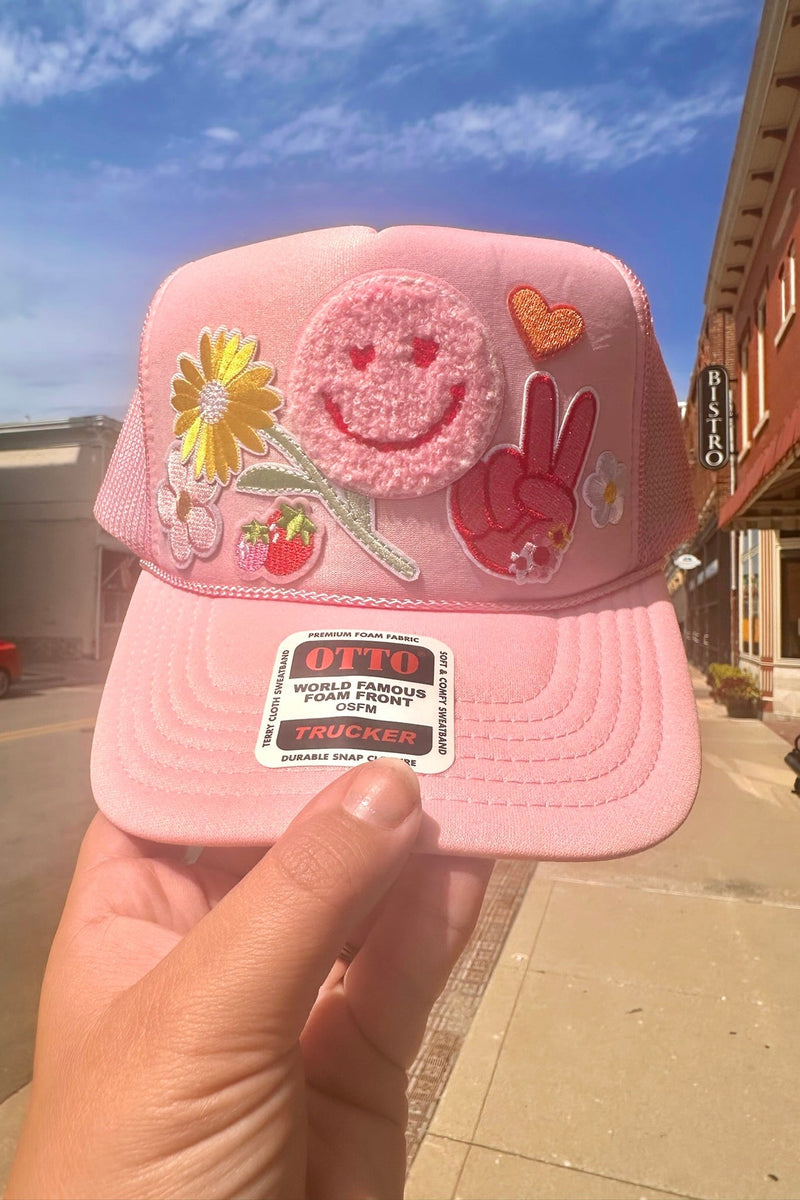 ONE OF A KIND “Pink Peace” Trucker Hat Wild Bohemian 