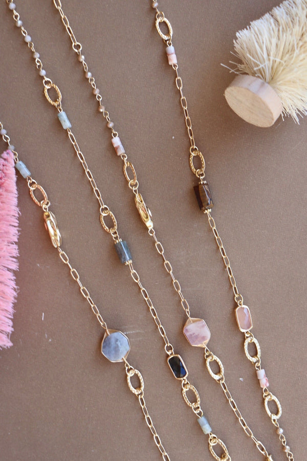 Mixed Stone Long Necklaces Wild Bohemian 