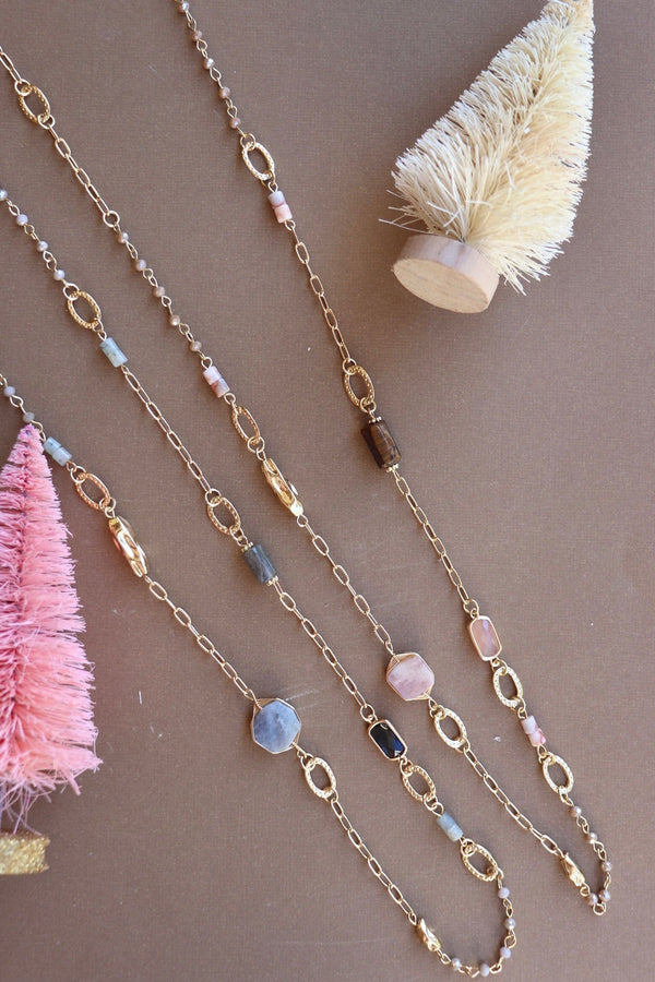 Mixed Stone Long Necklaces Wild Bohemian 