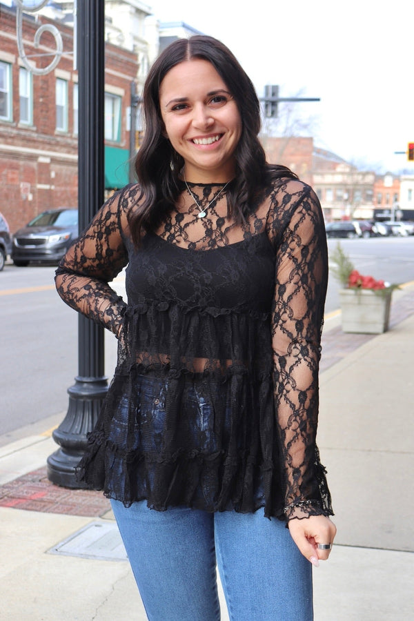 Black Tiered Lace Top Wild Bohemian 