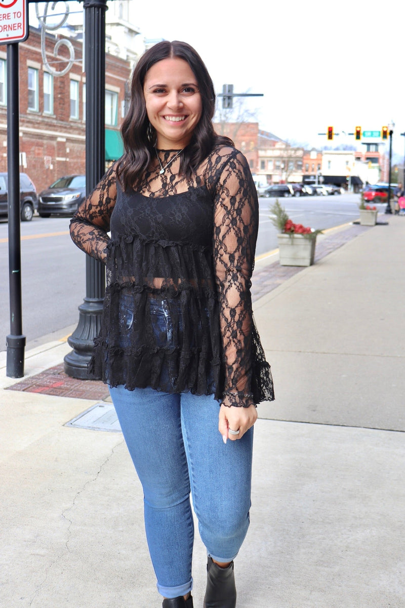 Black Tiered Lace Top Wild Bohemian 