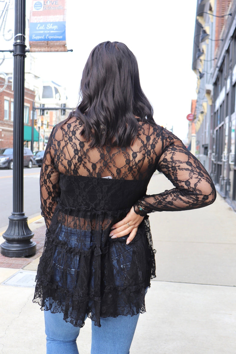 Black Tiered Lace Top Wild Bohemian 