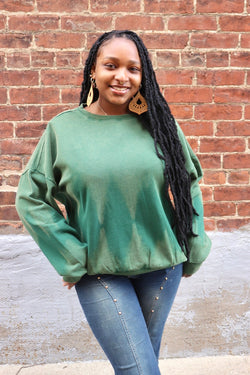 Bleach Washed Pullover in Pine Green Wild Bohemian 