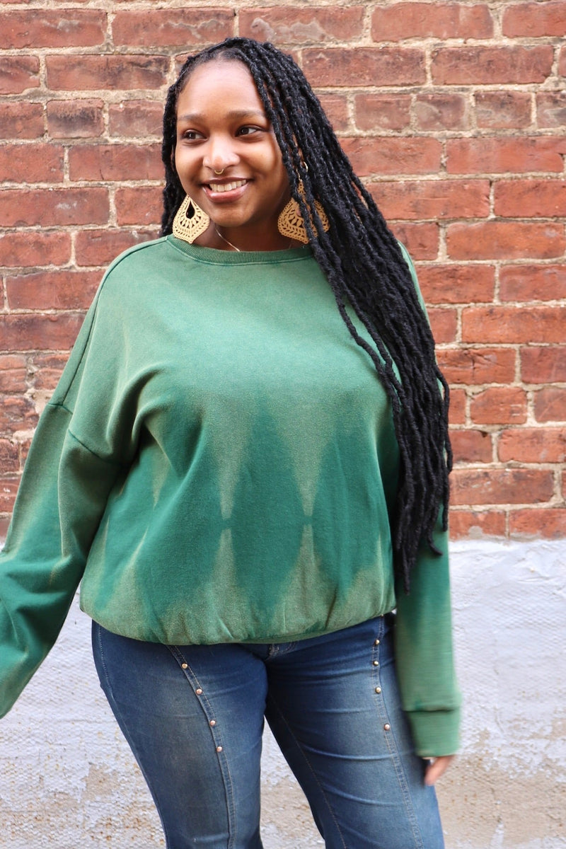 Bleach Washed Pullover in Pine Green Wild Bohemian 