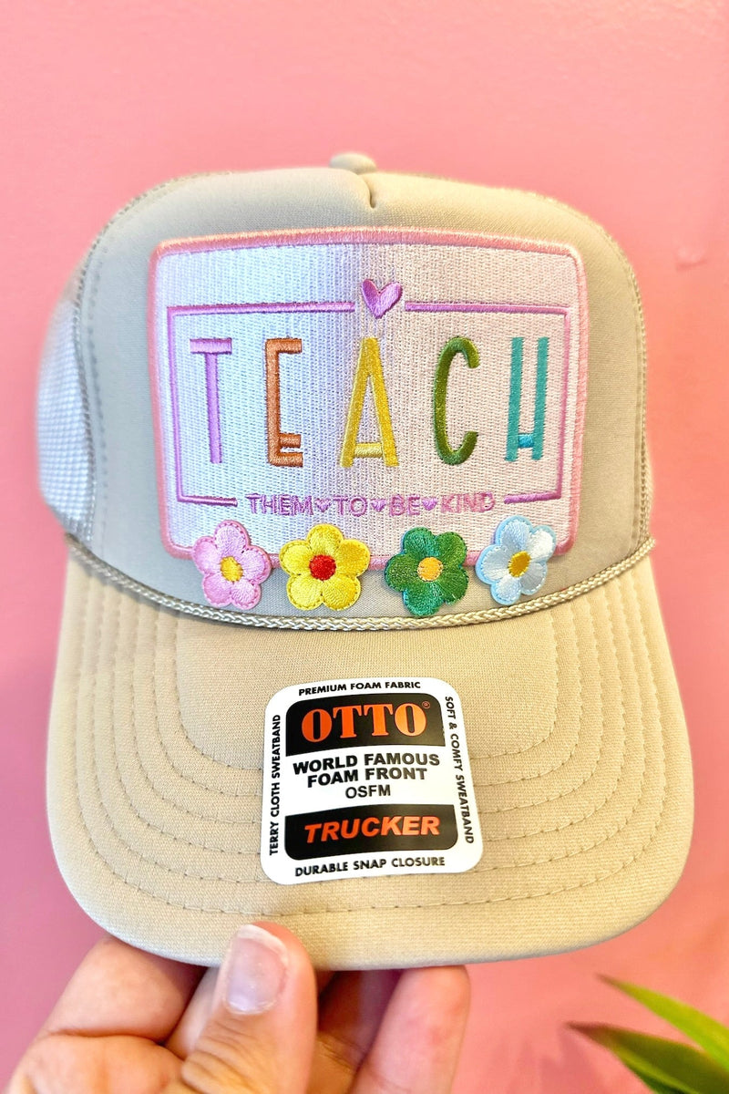 ONE OF A KIND “Teach” Trucker Hat in Beige Wild Bohemian 