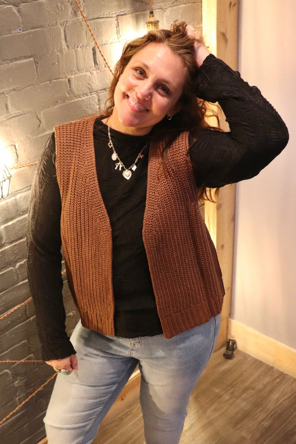 Chunky Knit Vest in Brown Wild Bohemian 