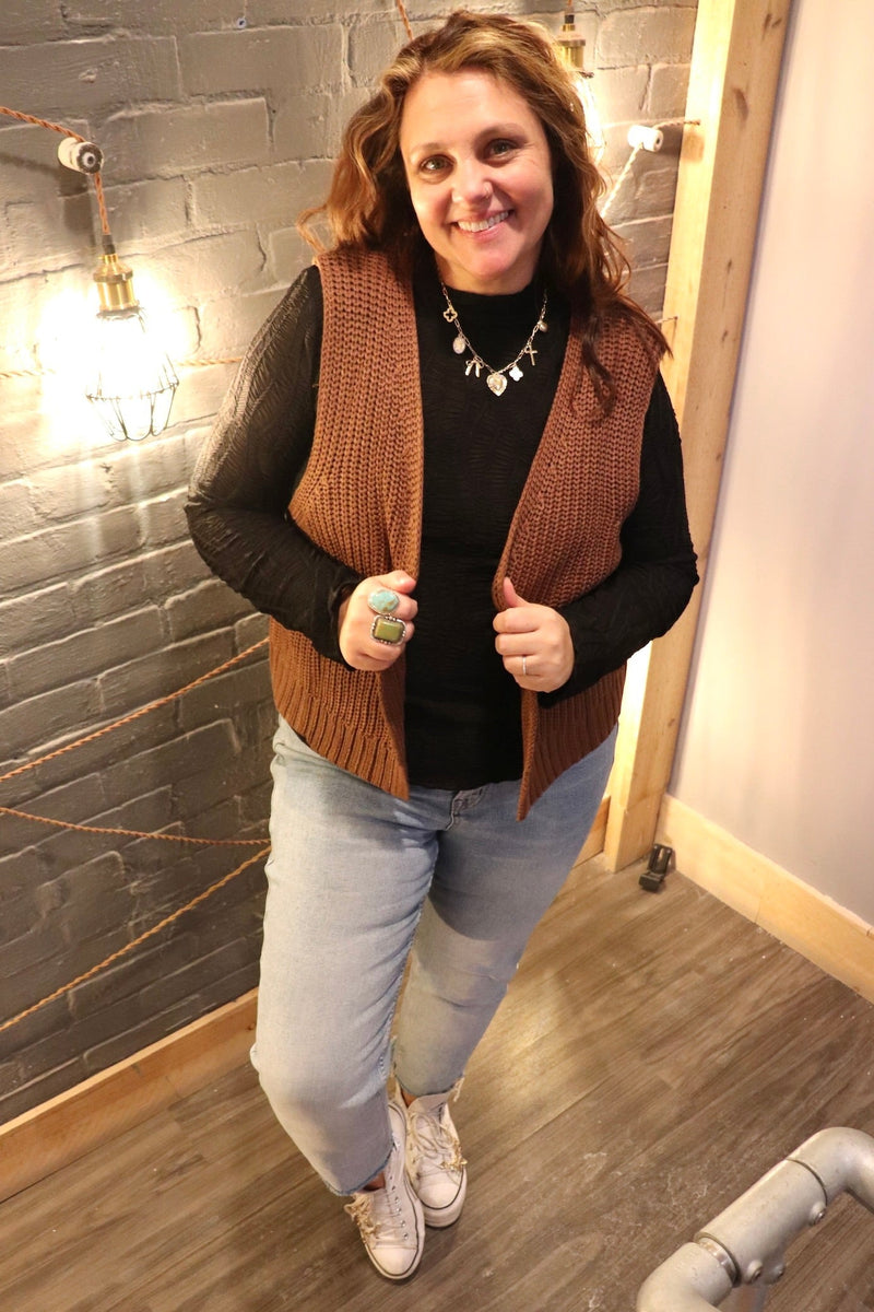 Chunky Knit Vest in Brown Wild Bohemian 