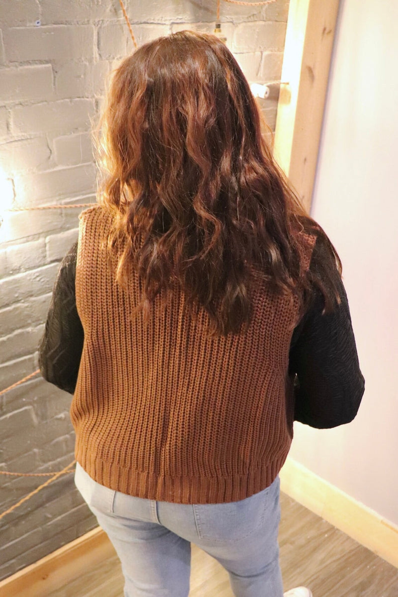 Chunky Knit Vest in Brown Wild Bohemian 