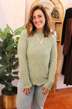 Wavy Baby Mock Neck Top in Sage Wild Bohemian 