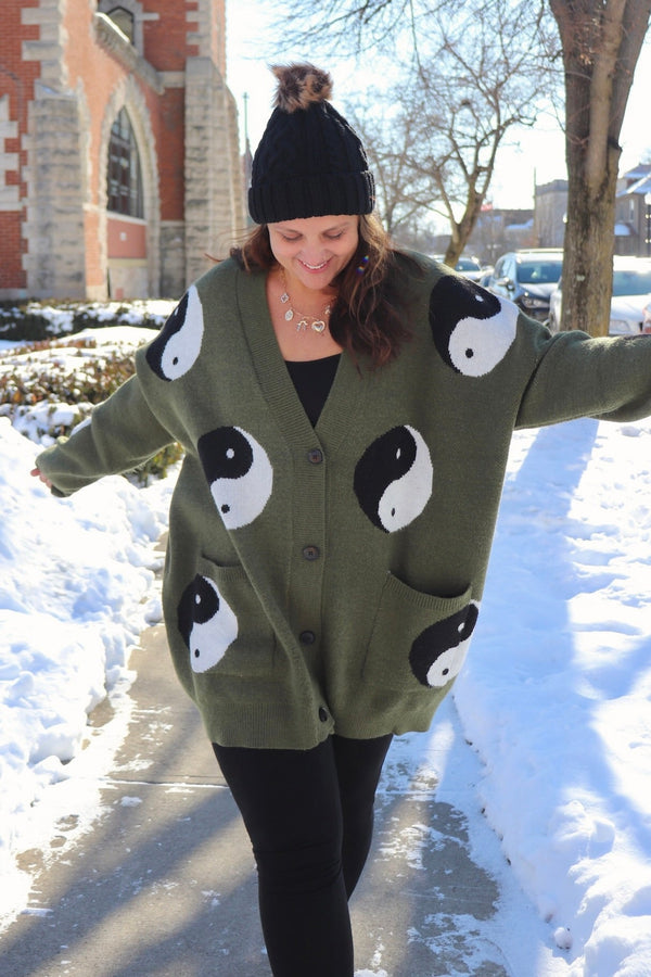 Olive Yin Yang Cardigan Wild Bohemian 