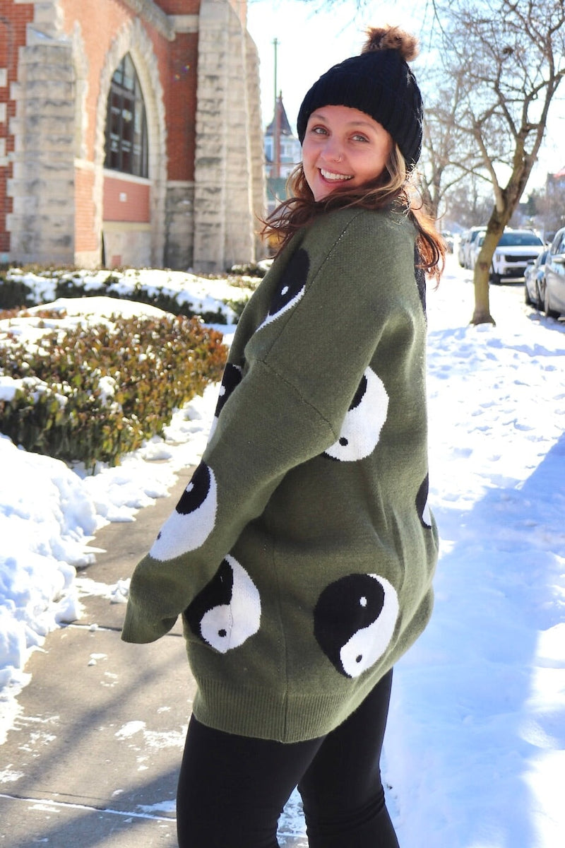 Olive Yin Yang Cardigan Wild Bohemian 