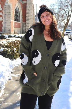 Olive Yin Yang Cardigan Wild Bohemian 