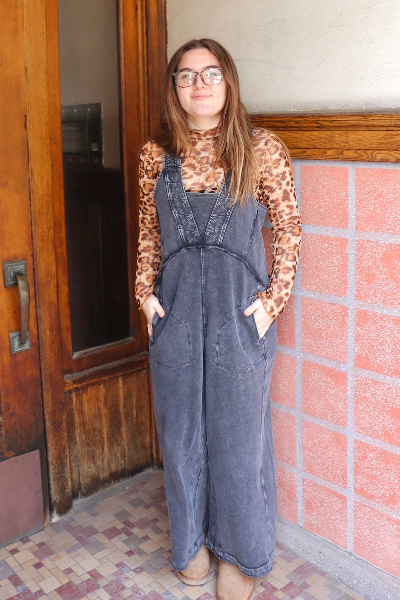 Gemma Knit Jumpsuit in Washed Black Wild Bohemian 