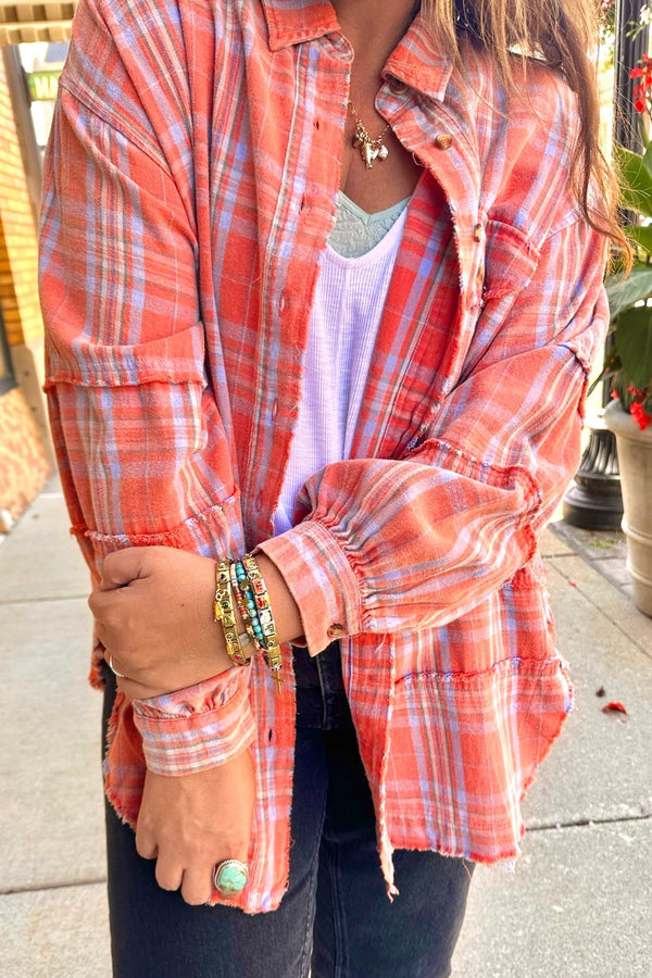 Coral Skies Flannel Shirt OUTERWEARS Easel 