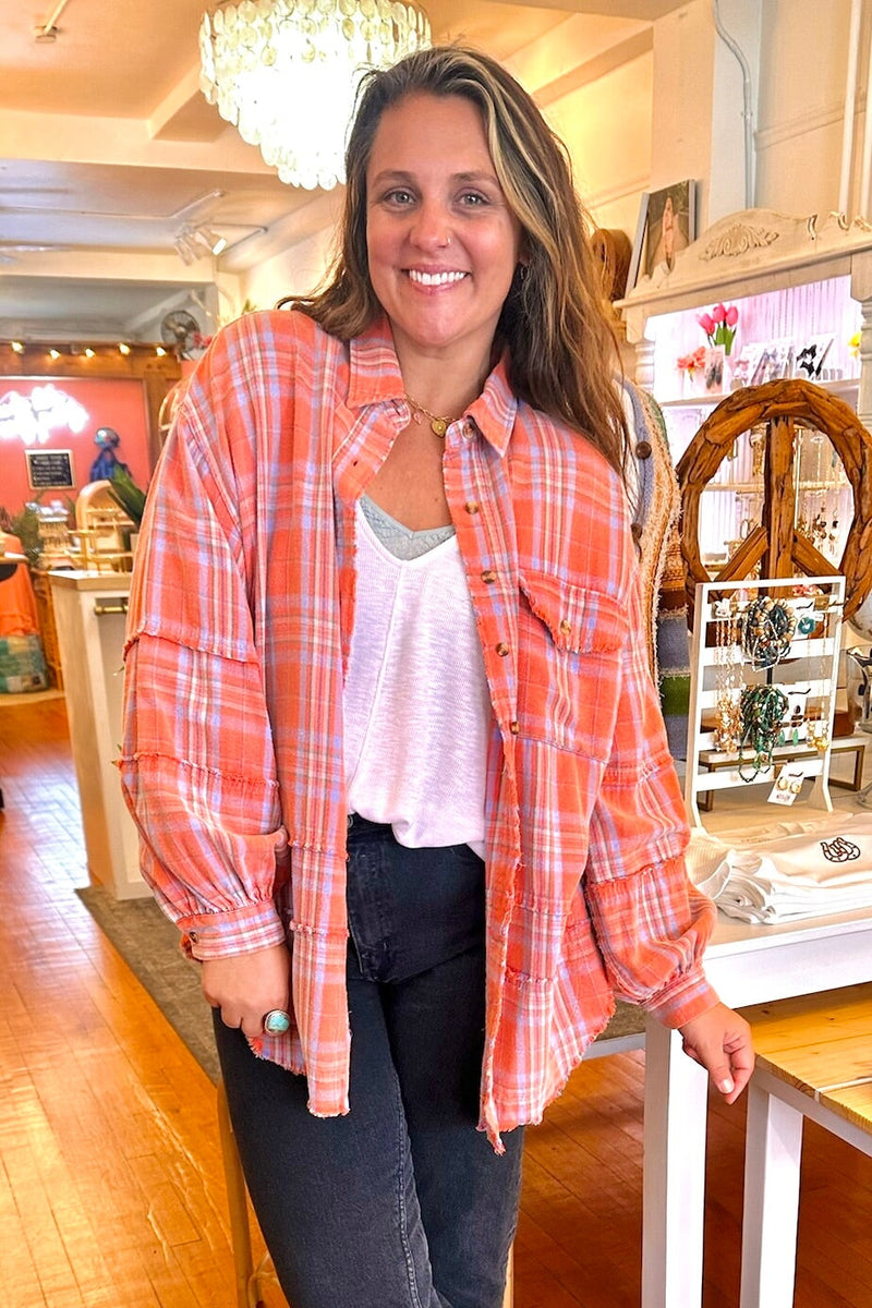 Coral Skies Flannel Shirt OUTERWEARS Easel 