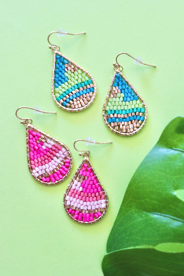 Seed Bead Dangle Earrings Wild Bohemian 