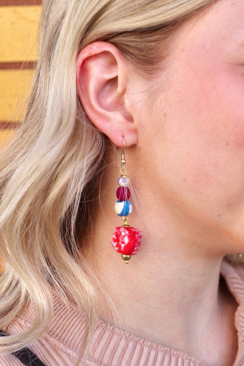 Leila Drop Earrings Wild Bohemian RED 
