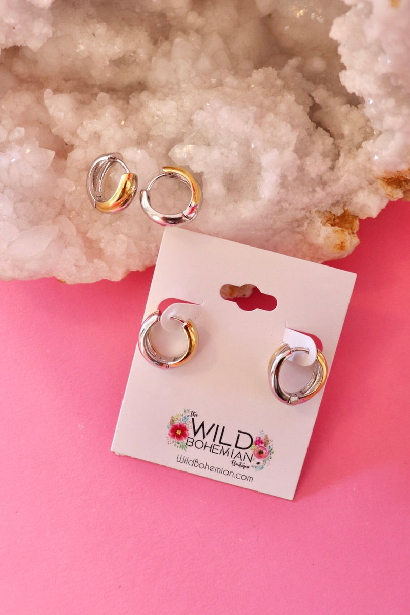 Mixed Metal Huggie Hoops Wild Bohemian 