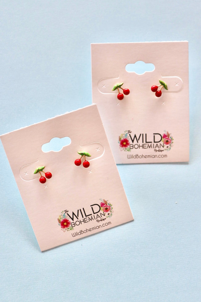 Gold Dipped Cherry Studs Wild Bohemian 